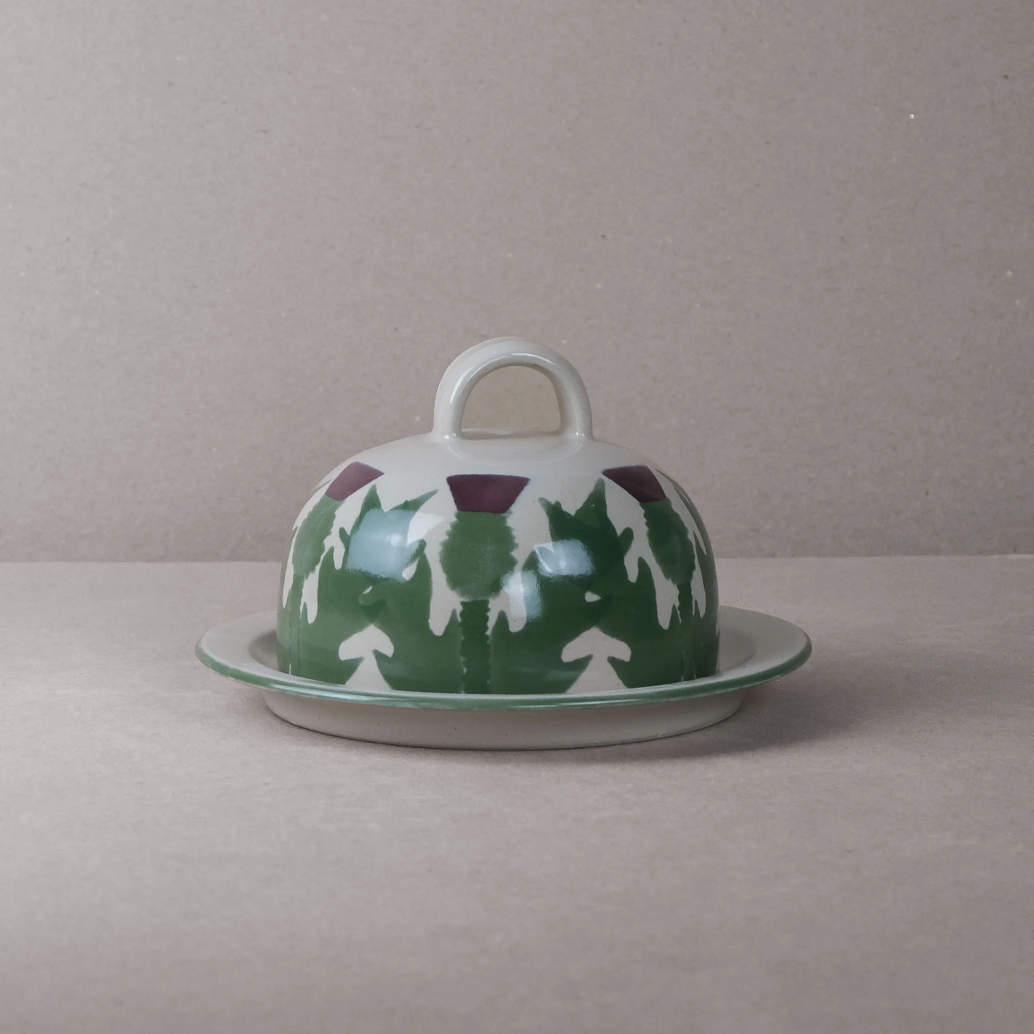 Cream Thistle Cheese Dome and Plate